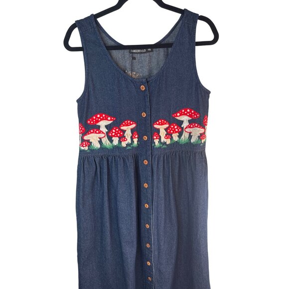 Dangerfield Size 10 Denim Mushroom Print Dress NWT - Picture 4 of 16